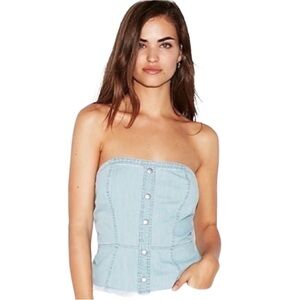Express Light Chambray Blue Strapless Top Size Medium